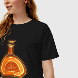 Женская футболка хлопок Oversize Cognac - фото 2