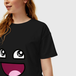 Женская футболка хлопок Oversize Trollface глаза с улыбкой - фото 2