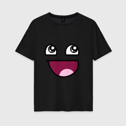 Женская футболка хлопок Oversize Trollface глаза с улыбкой