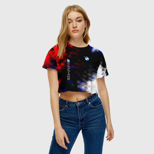 Женская футболка Crop-top 3D Bmw true colors, цвет 3D печать - фото 3