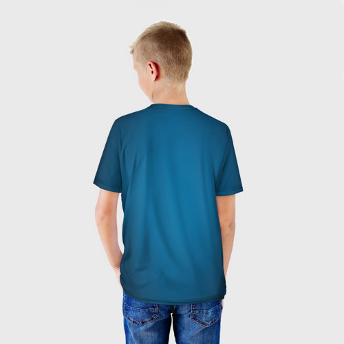 Детская футболка 3D с принтом Морда акулы в воде, вид сзади #2