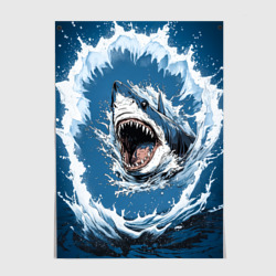 Постер Морда акулы в воде