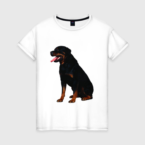 Женская футболка из хлопка с принтом Rottweiler, вид спереди №1