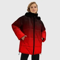 Женская зимняя куртка Oversize Градиент: от черного до ярко-красного - фото 2