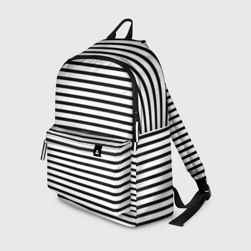 Рюкзак 3D с принтом Белый в чёрную полоску, вид спереди #2