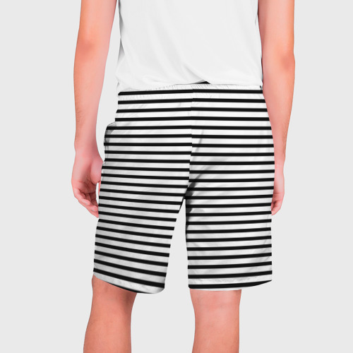 Мужские шорты 3D с принтом Белый в чёрную полоску, вид сзади #1