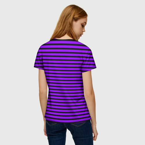 Женская футболка 3D Фиолетовый в чёрную полоску, цвет 3D печать - фото 4