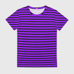 Женская футболка 3D Фиолетовый в чёрную полоску