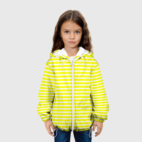 Детская куртка 3D с принтом Жёлтый с белыми полосками, вид сбоку #3