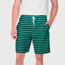 Мужские шорты 3D Зелёный в чёрную полоску
