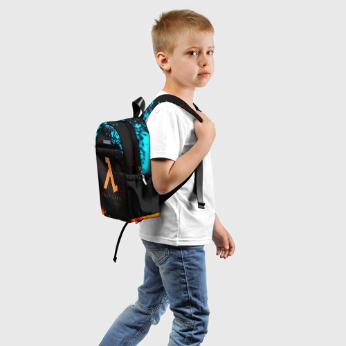 Детский рюкзак 3D с принтом Gordon freeman x Portal 2, вид сзади #1