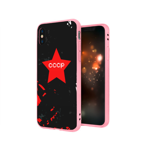 Чехол для iPhone X матовый с принтом Звезда символ СССР, вид сбоку #3