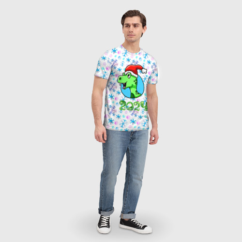 Мужская футболка 3D с принтом Год дракона   2024, вид сбоку #3