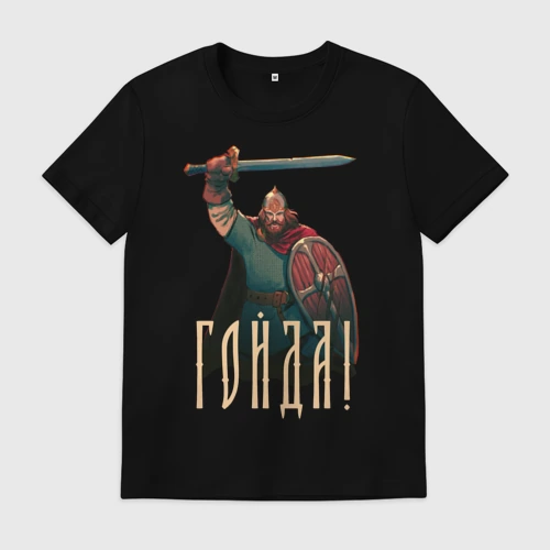 Мужская футболка хлопок с принтом Гойда - древний русс, вид спереди #2