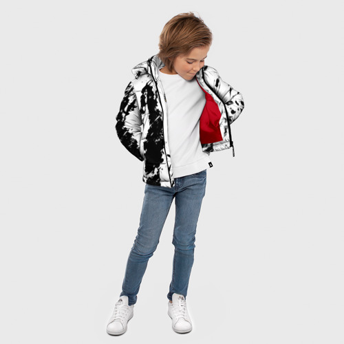 Зимняя куртка для мальчиков 3D с принтом Россия спорт краски герб, вид сбоку #3