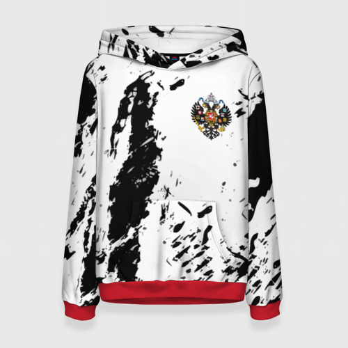 Женская толстовка 3D с принтом Россия спорт краски герб, вид спереди #2