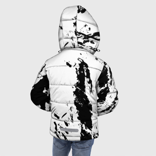 Зимняя куртка для мальчиков 3D с принтом Россия спорт краски герб, вид сзади #2