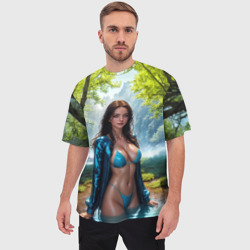 Мужская футболка oversize 3D Секси девушка мавка в купальнике - фото 2