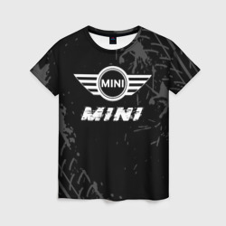 Женская футболка 3D Mini speed на темном фоне со следами шин