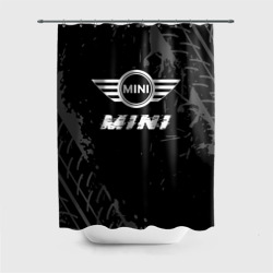 Штора 3D для ванной Mini speed на темном фоне со следами шин