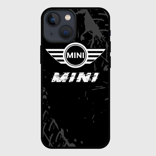 Чехол для iPhone 13 mini Mini speed на темном фоне со следами шин