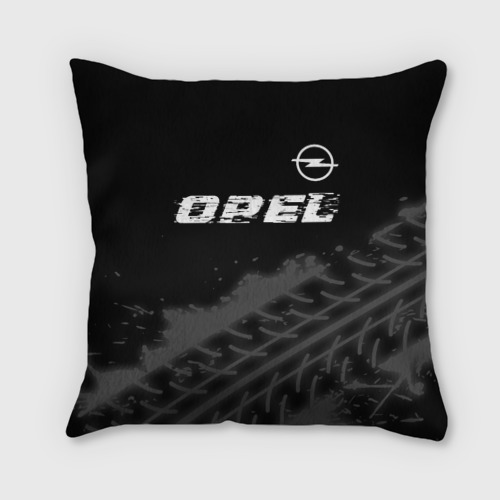 Подушка 3D Opel speed на темном фоне со следами шин: символ сверху