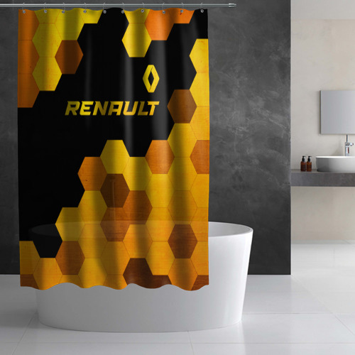 Штора 3D для ванной Renault - gold gradient: символ сверху - фото 2