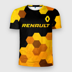 Мужская футболка 3D Slim Renault - gold gradient: символ сверху