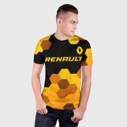 Мужская футболка 3D Slim Renault - gold gradient: символ сверху - фото 2