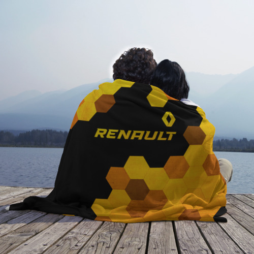 Плед 3D Renault - gold gradient: символ сверху, цвет 3D (велсофт) - фото 3