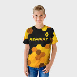 Детская футболка 3D Renault - gold gradient: символ сверху - фото 2