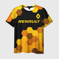 Мужская футболка 3D Renault - gold gradient: символ сверху
