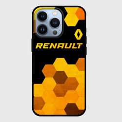 Чехол для iPhone 13 Pro Renault - gold gradient: символ сверху