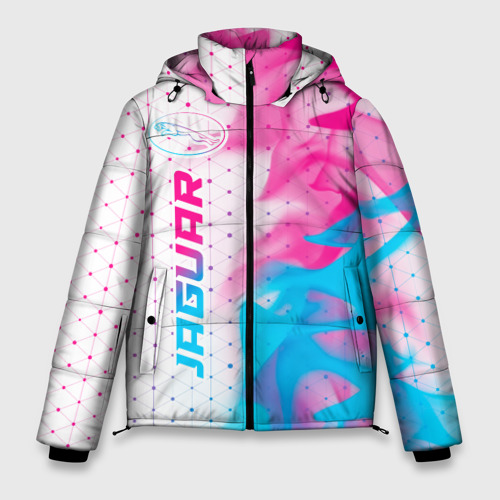 Мужская зимняя куртка 3D Jaguar neon gradient style: по-вертикали, цвет черный