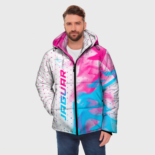 Мужская зимняя куртка 3D Jaguar neon gradient style: по-вертикали, цвет черный - фото 3