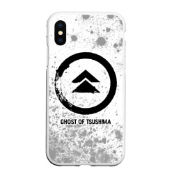 Чехол для iPhone XS Max матовый Ghost of Tsushima glitch на светлом фоне