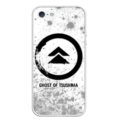 Чехол для iPhone 5/5S матовый Ghost of Tsushima glitch на светлом фоне