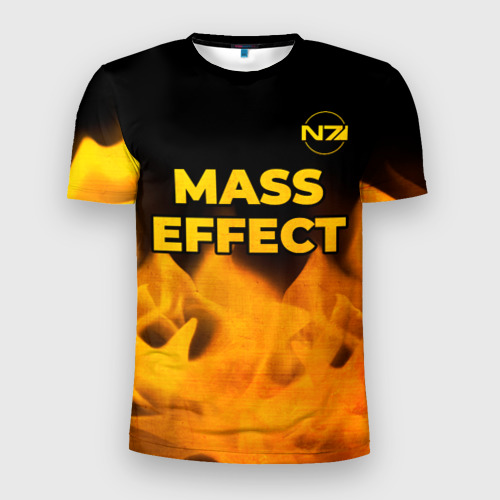 Мужская футболка 3D Slim Mass Effect - gold gradient: символ сверху, цвет 3D печать