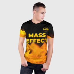 Мужская футболка 3D Slim Mass Effect - gold gradient: символ сверху - фото 2