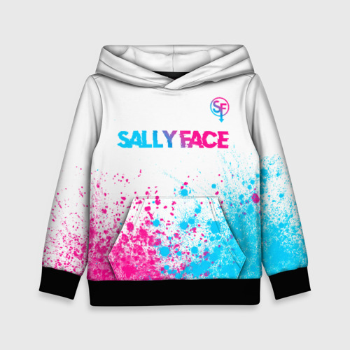 Детская толстовка 3D Sally Face neon gradient style: символ сверху, цвет черный