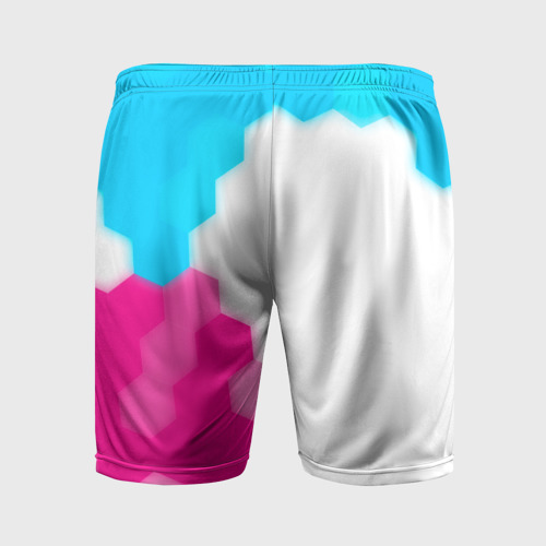Мужские шорты спортивные с принтом Final Fantasy neon gradient style: по-вертикали, вид сзади #1