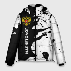 Мужская зимняя куртка 3D Маркетолог из России и герб РФ: по-вертикали