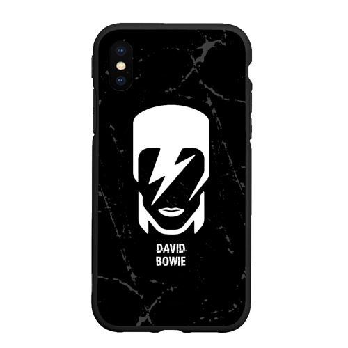 Чехол для iPhone XS Max матовый David Bowie glitch на темном фоне