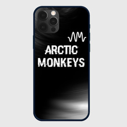 Чехол для iPhone 12 Pro Arctic Monkeys glitch на темном фоне: символ сверху