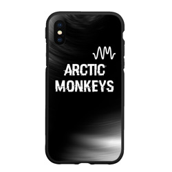 Чехол для iPhone XS Max матовый Arctic Monkeys glitch на темном фоне: символ сверху