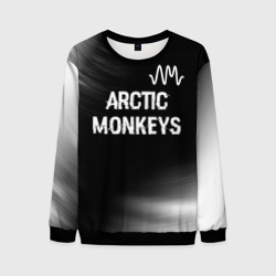 Мужской свитшот 3D Arctic Monkeys glitch на темном фоне: символ сверху