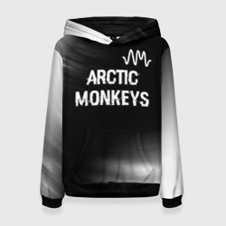 Женская толстовка 3D Arctic Monkeys glitch на темном фоне: символ сверху