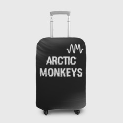 Чехол для чемодана 3D Arctic Monkeys glitch на темном фоне: символ сверху