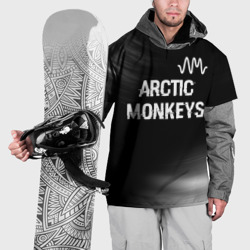 Накидка на куртку 3D Arctic Monkeys glitch на темном фоне: символ сверху
