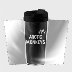 Термокружка-непроливайка Arctic Monkeys glitch на темном фоне: символ сверху - фото 2